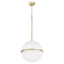 Quorum 82-14-0880 - 14 inches Milky Glass Sphere, Studio White, Aged Brass