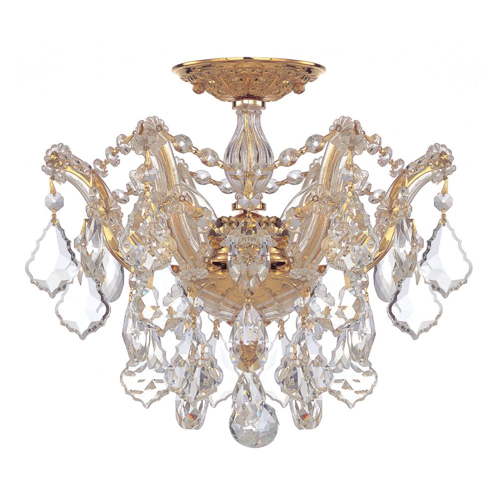 Maria Theresa 3 Light Spectra Crystal Gold Semi Flush Mount