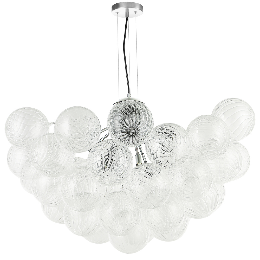 12 Light Polished Chrome Chandelier w/ Clear Spiral Glass