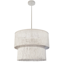 Dainolite CDL-204C-MW-WH - 4 Light Matte White Chandelier w/ White Fringe
