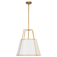 Dainolite TRA-331P-GLD-WH - 3 Light Incandescent Pendant Gold with White Shade