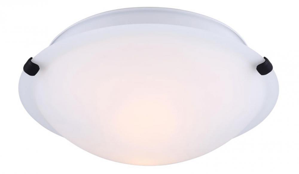 Fmount, Spec. IFM1612BK-O, MBK Color, 2 Light Flushmount, Flat Opal Glass, 60W Type A