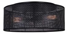 Canarm IFM1149A15BK - BELLAMY, 3 Lt Flush Mount, Black Rattan Shade, 60W Type A, 15" W x 7" H, Easy Connect Inc.