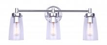 Canarm IVL1016A03CH - RORY, IVL1016A03CH -G-, 3 Lt Vanity, Clear Glass, 100W Type A, 23inch W x 10inch H x 6.25inch D, Eas