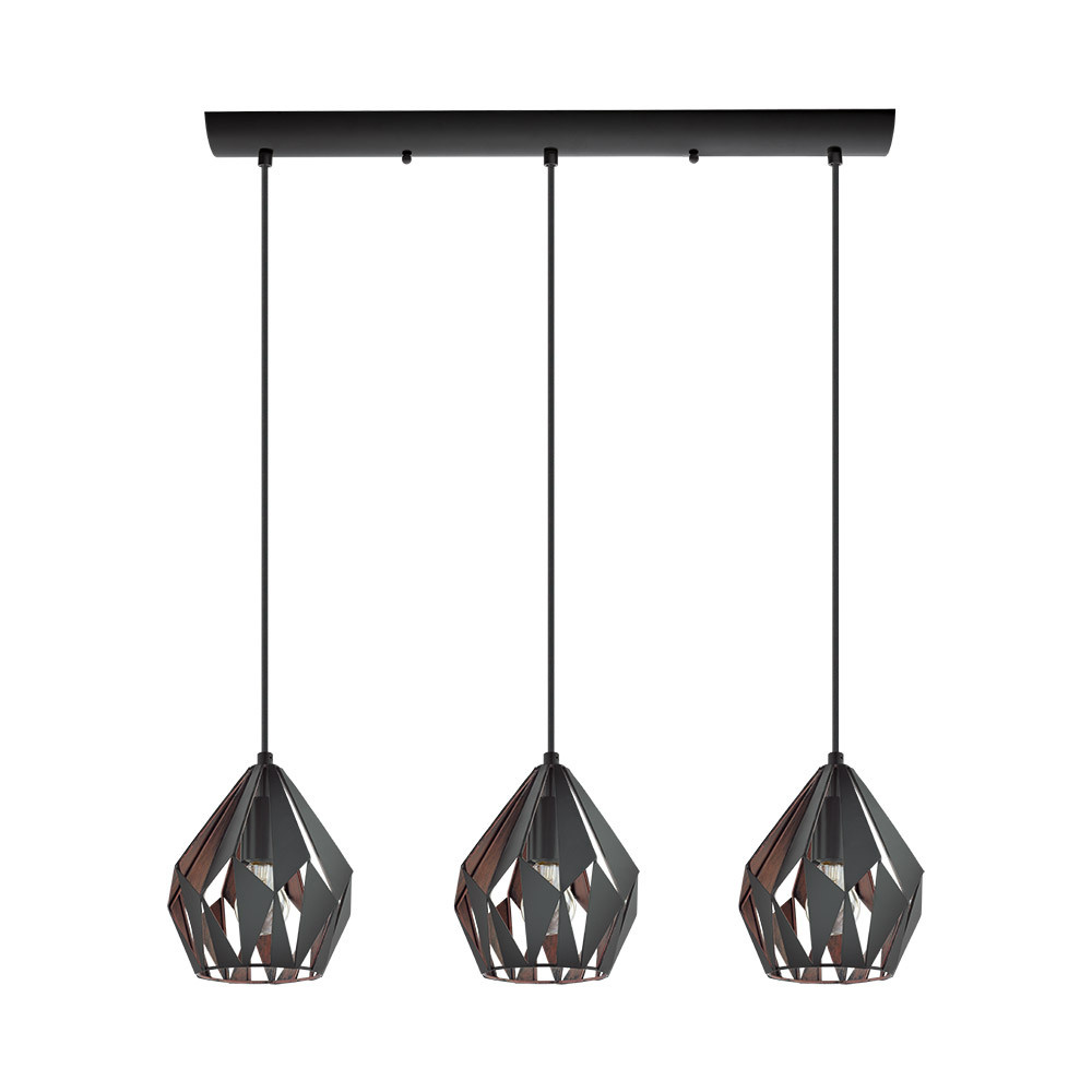 3 LT Linear Pendant w/ Black Finish & Black & Copper Shade