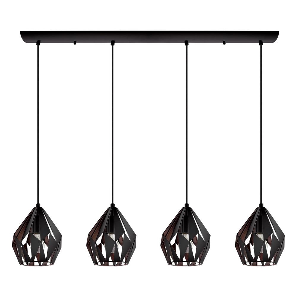 4 LT Linear Pendant w/ Black Finish & Black & Copper Shade