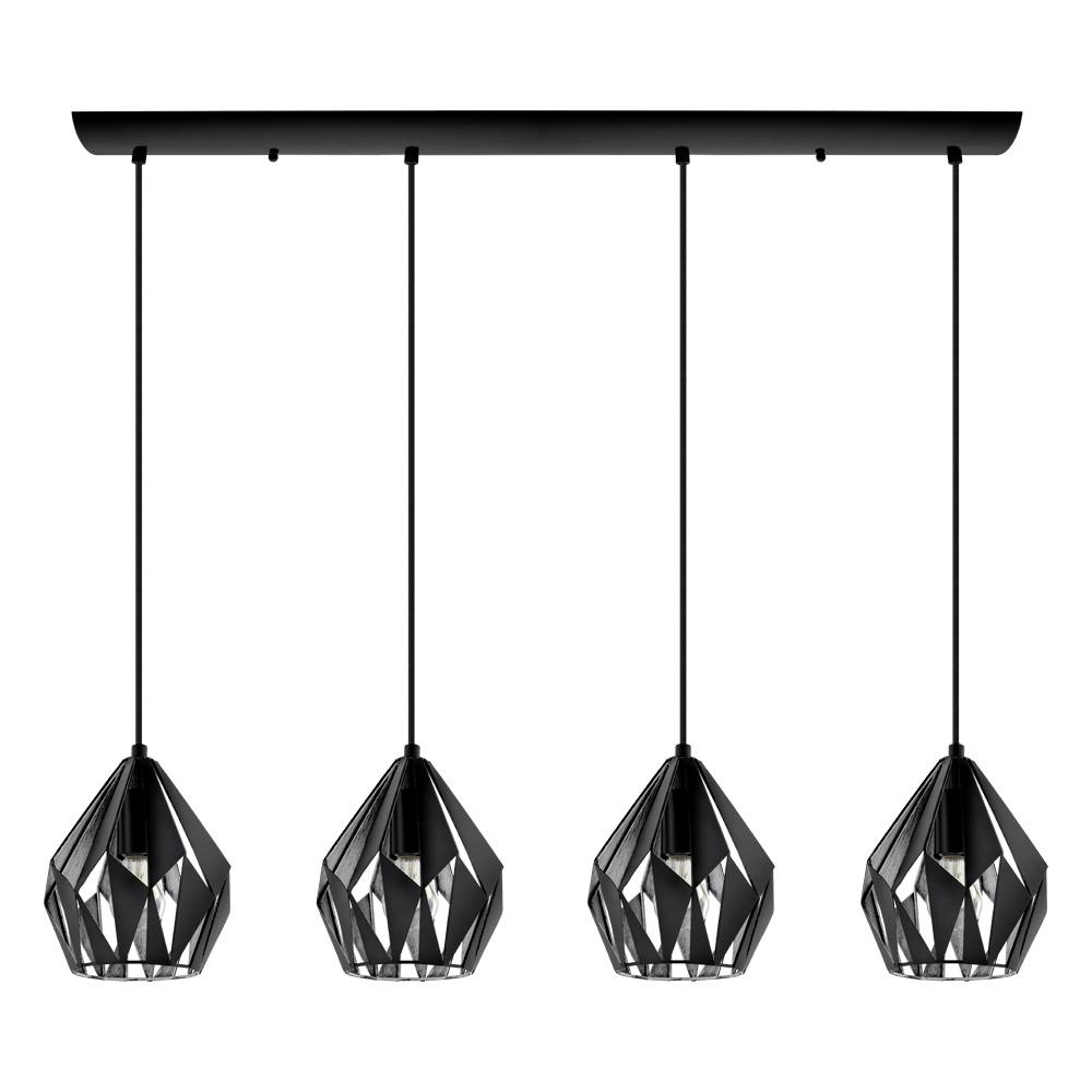 4 LT Linear Pendant w/ Black Finish & Black & Silver Shade