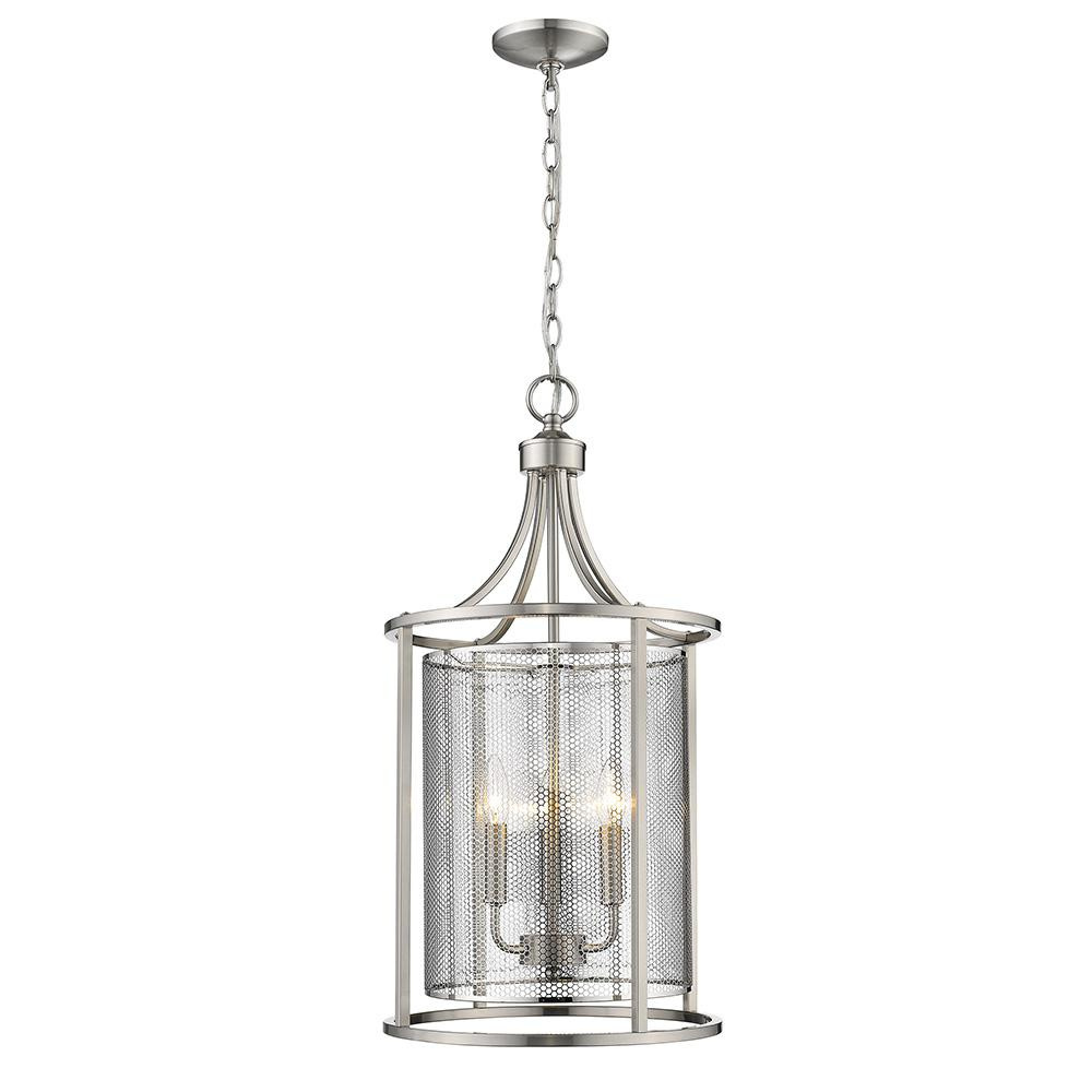 3 LT Pendant w/ Matte Nickel Finish & Metal Cage Shade
