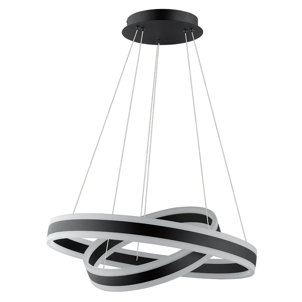 2 LT LED Circular Open Pendant w/ Black Finish & White Acrylic Diffuser