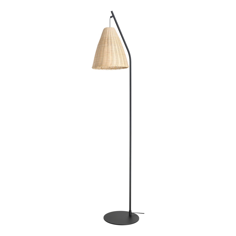 1 LT Floor Lamp w/ Black Finish & Rattan Shade