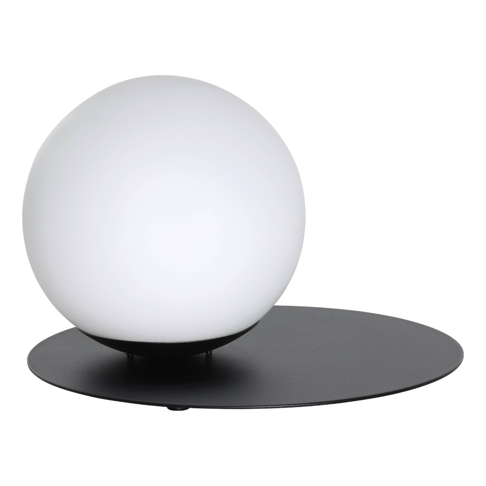 1 LT Table Lamp w/ Black Finish and White Sphere Shade