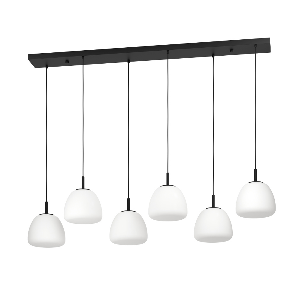 6 LT Linear Pendant w/ Black Finish & White Opal Glass Shades