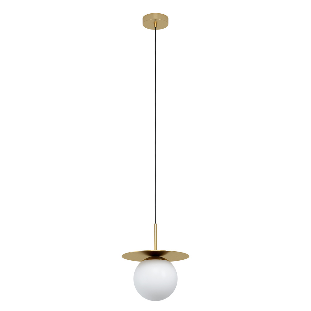 1 LT Mini Penant w/ Brushed Brass Finish & White Opal Glass Shade
