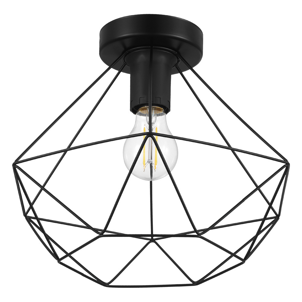 1 LT Ceiling Light w/ Black Finish & Geometric Metal Shade