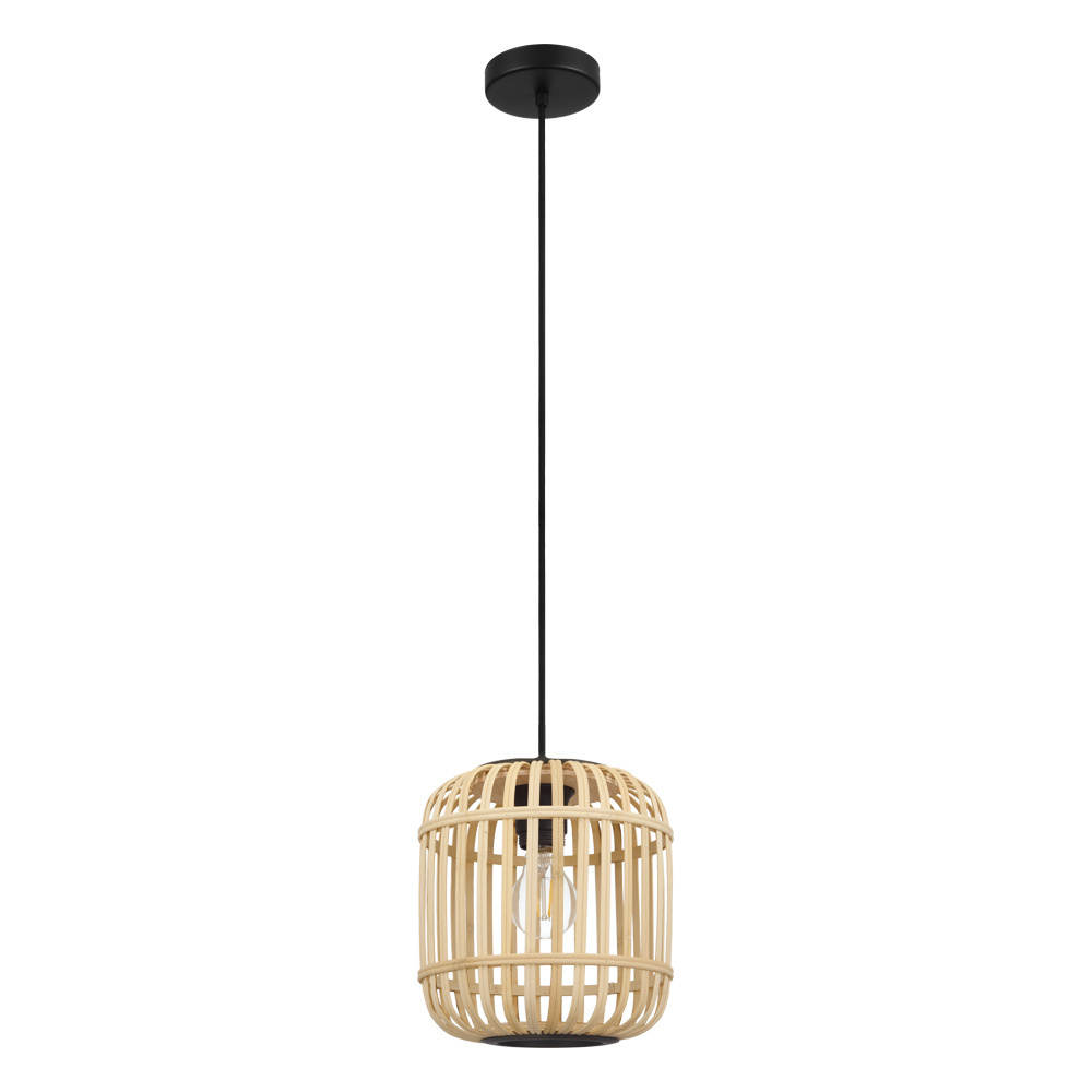 1 LT Pendant w/ Black Finish & Natural Bamboo Shade