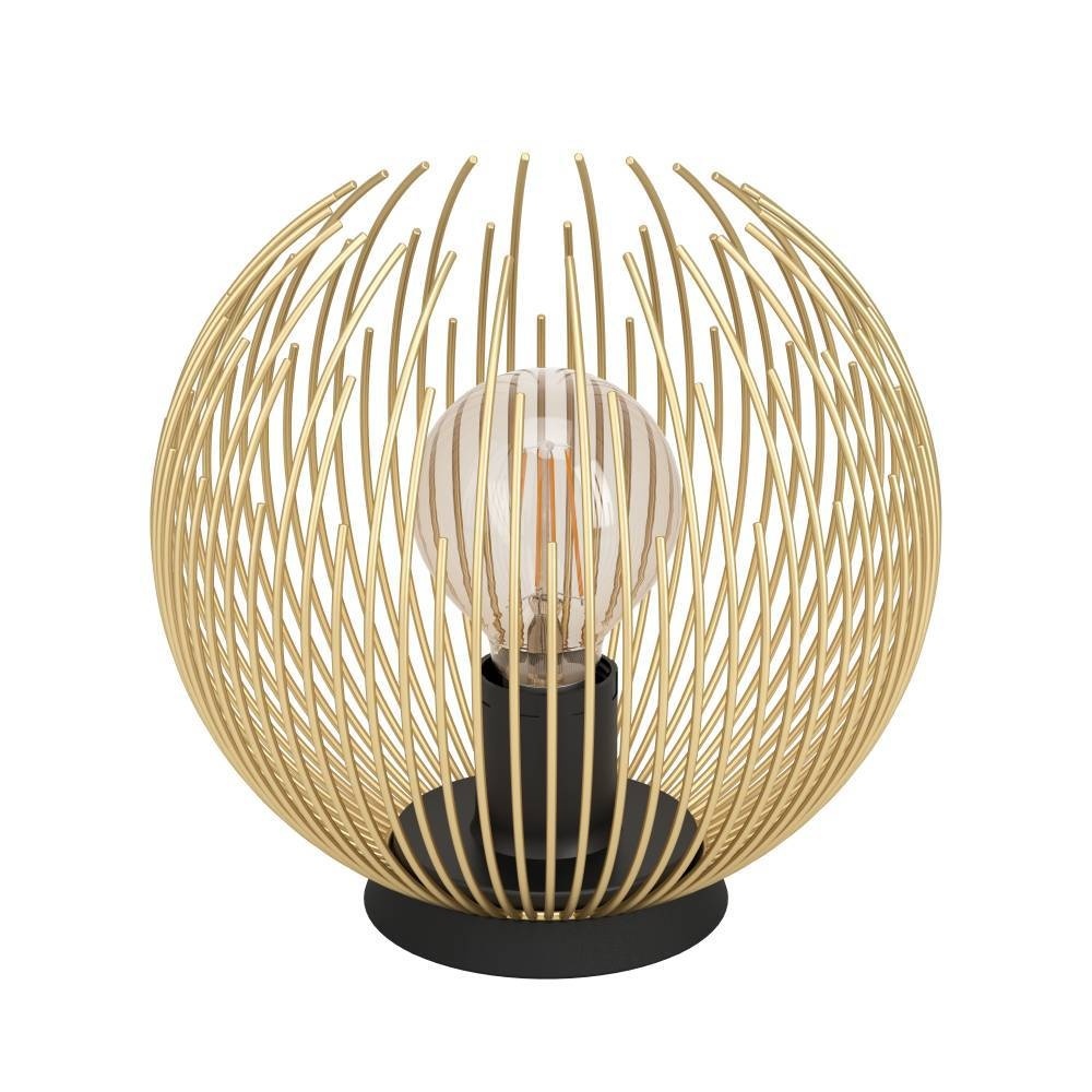 1 LT Table Lamp w/ Black Finish & Matte Gold Metal Wire Shade