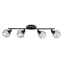 Eglo Canada 202168A - 4 LT Fixed Track Light w/ Matte Black Finish & Matte Black Geometric Adjustable Shades