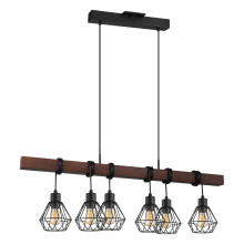 Eglo Canada 204245A - 6 LT Linear Pendant w/ Black & Brown Finish & Black Geometric Shades