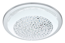 Eglo Canada 204396A - LED Ceiling Light w/ Chrome Finish & White & Clear Glass Shade w/  Clear Glass Stones