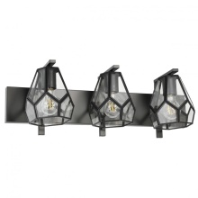 Eglo Canada 205365A - 3 LT Bath/Vanity Light w/ Black Finish & Clear Geomtric Glass Shades w/ Black Accents