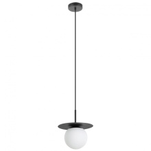 Eglo Canada 205632A - 1 Lt Mini Pendant w/ a Structured  Black Finish & White Glass Shade