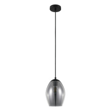 Eglo Canada 39564A - 1 LT Pendant w/ Black Finish & Chrome Smoked Glass Shade