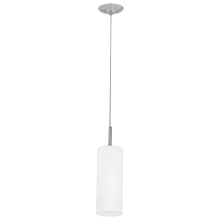 Eglo Canada 85977A - 1 LT Mini Pendant w/ Matte Nickel Finish & White Frosted Cylinder Glass Shade