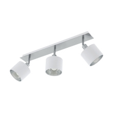 Eglo Canada 97534A - 3 LT Fixed Track Light w/ Matte Nickel Finish & White w/ Silver Interior Fabric Shades
