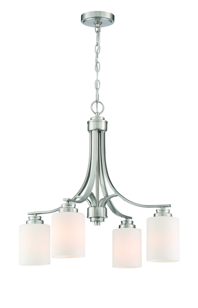 Bolden 4 Light Chandelier in Brushed Polished Nickel (White Glass)