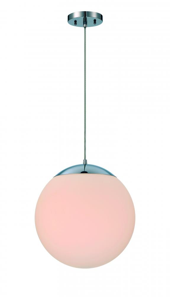 Gaze 1 Light 14" Pendant in Chrome (White Glass)