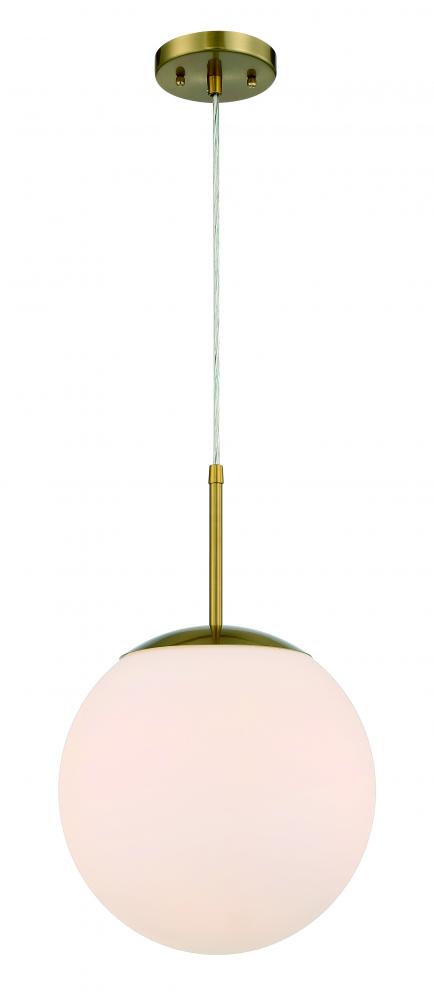 Gaze 1 Light 12" Pendant in Satin Brass (White Glass)