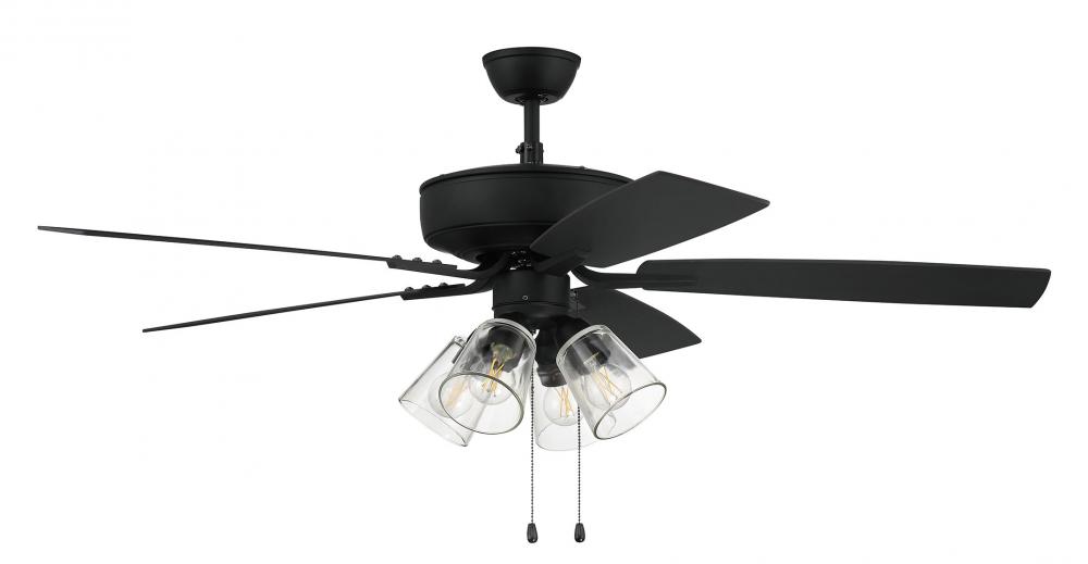 52" Ceiling Fan w/Blades, 4 Clear Glass LED Lights