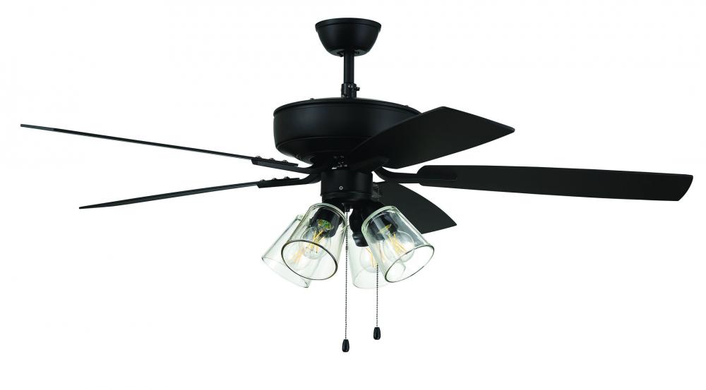 52" Ceiling Fan w/Blades, 4 Clear Glass LED Lights