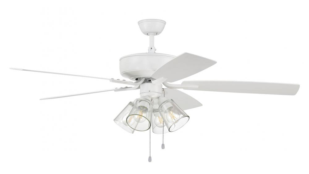 52" Ceiling Fan w/Blades, 4 Clear Glass LED Lights