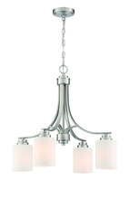 Craftmade 50524-BNK-WG - Bolden 4 Light Chandelier in Brushed Polished Nickel (White Glass)