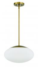 Craftmade 56894-SB-WG - Gaze 1 Light 14" Pendant in Satin Brass (White Glass)
